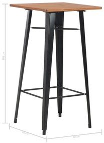 Masa de bar, negru, 60x60x108 cm, otel si lemn masiv de pin