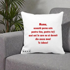 Cadou pentru Mama - Perna Personalizata Perna pentru Mama, 40x40 cm, Alba Mata, Husa Detasabila, Perna Inclusa, BEKZ®