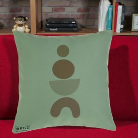 Perna Decorativa Geometric Boho Cercuri si Arc, 40x40 cm, Verde, Husa Detasabila, Perna Inclusa, BEKZ®