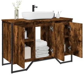 vidaXL Dulap chiuvetă baie, stejar fumuriu, 91x35x60 cm lemn prelucrat