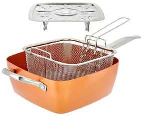 Tigaie cu cos Silvano SCC-7527, 24 cm, 5 l, 450C, Acoperire ceramica, Capac sticla, Inductie, Cupru