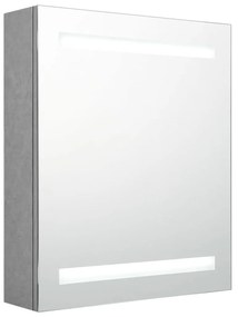 326479 vidaXL Dulap de baie cu oglindă și LED, gri beton, 50x14x60 cm