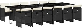 vidaXL Set mobilier de grădină cu perne, 13 piese, negru, poliratan