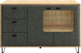 Comoda GRACE, stejar/gri antracit, PAL laminat, 144x42x90 cm