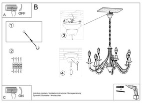 Lustră Sollux Floriano 5, negru