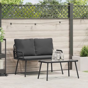 vidaXL Set mobilier de grădină, 2 piese, cu perne, negru, poliratan