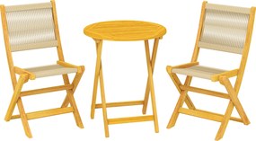 Outsunny Set mobilier balcon 3 piese Polyrattan lemn pliabil Set mobilier grădină cu masă 2 scaune, respirabil | Aosom Romania