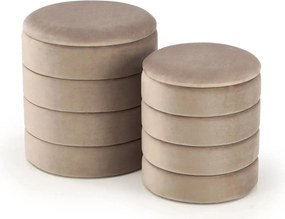 Set 2 taburete PACHO, stofa catifelata bej, cu spatiu depozitare
