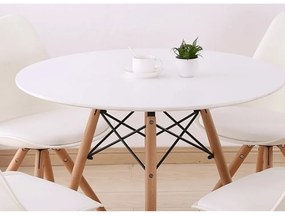 Masă dining, alb/fag, diametru 60 cm, GAMIN NEW 60