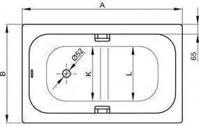 Cada dreptunghiulara otel, BetteStep, 105x65cm, alb, 1050-000