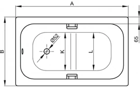 Cada dreptunghiulara otel, BetteStep, 105x65cm, alb, 1050-000