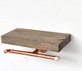 Suport de hârtie igienică cu raft BORU 12x30 cm molid/cupru