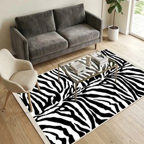 Covor camera antiderapant, Model Animal Print Zebra, 120x180 cm