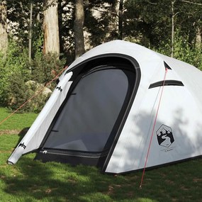 vidaXL Cort camping tunel 3 persoane, alb, țesătură opacă, impermeabil