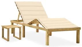 Sezlong cu masa de gradina Culoare crem, MELIA