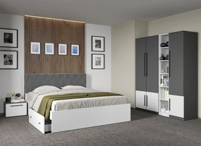 Set dormitor Gri Antracit cu Alb fara comoda - Sidney - C12
