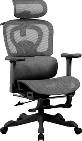 AERION-HM – Scaun ergonomic cu Masaj și Încălzire Lombară, Tetieră 3D, Cotiere 4D, Șezut Glisant, Spătar Reglabil și Suport Picioare, Full Mesh, Negru