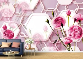 Tapet Premium Canvas - Bobocii si florile inflorite 3d abstract