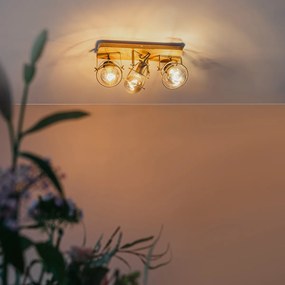 Spotlight industrial gri închis cu lemn reglabil 3 lumini - Arthur