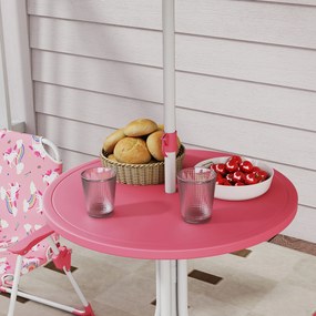AIYAPLAY Masă de Picnic pentru Copii, Set Masă și Scaune cu 2 Scaune Pliabile și Umbrelă Detasabilă, Temă Junglă, Mobilier de Exterior pentru Grădină, Patio, Roz | Aosom Romania