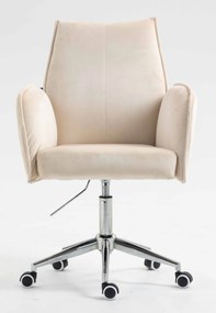 HR280K Scaun Crem din Catifea cu Bază Cromata