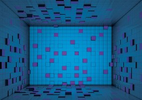 Fototapet - 3D încăpere din cuburi albastre (152,5x104 cm)