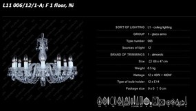 Lustra cu 12 brate, cristal Bohemia L11 006/12/1-A, F 1 floor