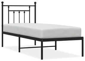 353527 vidaXL Cadru de pat metalic cu tăblie, negru, 75x190 cm