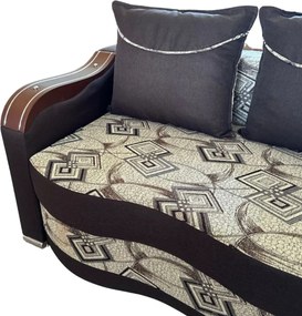 Canapea DIANA extensibila, 3 locuri, cu lada de depozitare, stofa gri cu negru , 220x100x80 Maro + Bej