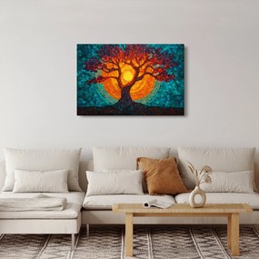 Tablou - Arborele vieții și soarele în mozaic (90x60 cm)