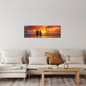 Tablou - Plimbare pe plajă (cu ceas) (90x30 cm)