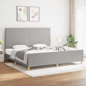 Cadru de pat cu tablie, gri deschis, 200x200 cm, textil Gri deschis, 200 x 200 cm, Design simplu