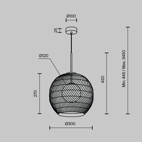 Lustra/Pendul design modern CANE 30cm bej