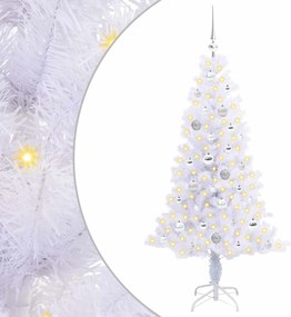 vidaXL Brad de Crăciun artificial cu 150 LED Alb 150 cm PVC și Oțel