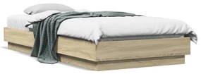 vidaXL Cadru de pat cu lumini LED, stejar sonoma, 100x200 cm