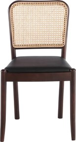 Scaun design LUX din lemn cu spatar de rattan Walnut AC 4094-WD1582