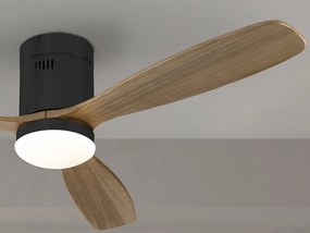 Lustra LED cu Ventilator si telecomanda Siroco D-132cm negru/nuc