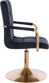 HC1015NP Scaun Neagră Catifea cu Bază Aurie