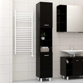 802631 vidaXL Dulap de baie, negru extralucios, 30 x 30 x 179 cm, PAL