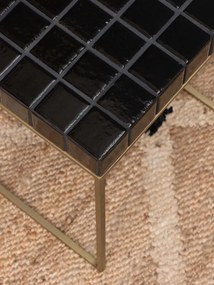 Masuta laterala, din metal si ceramica, black Evora