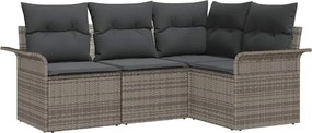 vidaXL Set de canapele pentru grădină 4 pcs Gri poliratan