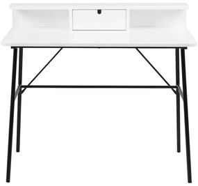 Birou cu raft si sertar DURANGO 100x55 cm, alb