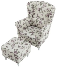 Fotoliu cu taburet, material textil rose 18, ASTRID