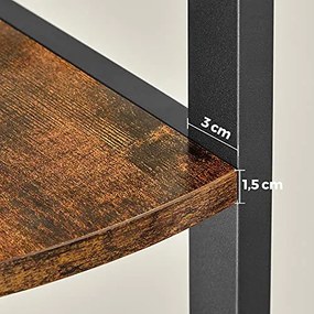 Etajera de colt, 30 x 30 x 150 cm, PAL melaminat / metal, maro / negru, Vasagle