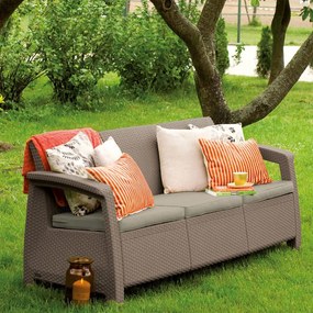 Canapea Corfu love seat max, culoare cappuccino, cu pernă nisip