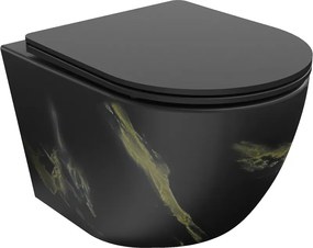 Mexen Lena toaletă WC Rimless cu capac cu coborâre lentă slim, duroplast, piatră neagră - 30224098