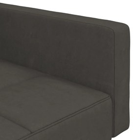 Canapea extensibila 2 locuri si taburet, gri inchis, microfibra Morke gra, Cu suport de picioare