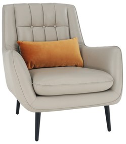 Fotoliu design, piele / piele ecologică, gri deschis / negru, LINSY