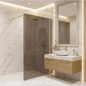 Paravan de dus fumuriu Rea Flexi Brown 110 cm auriu periat