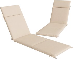 Outsunny Set de 2 perne pentru șezlong, pernă de soare cu 6 prinderi, rezistență UV, 183x53,5x6,5cm, crem | Aosom Romania